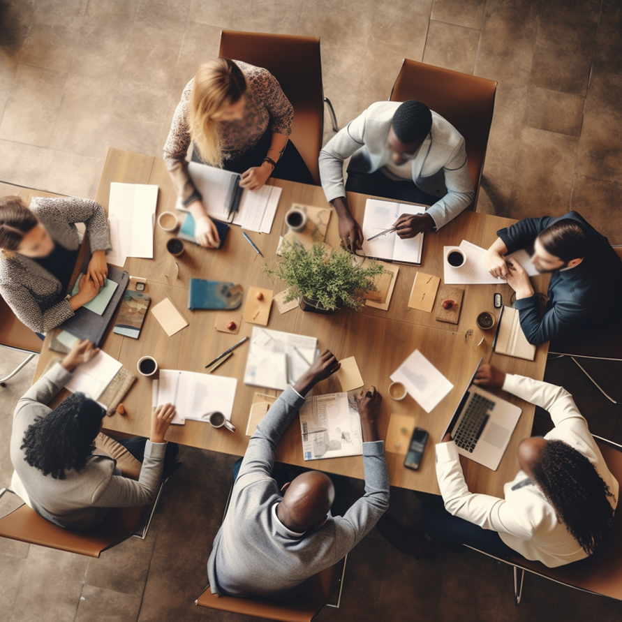 top-view-team-working-together-office-generative-ai